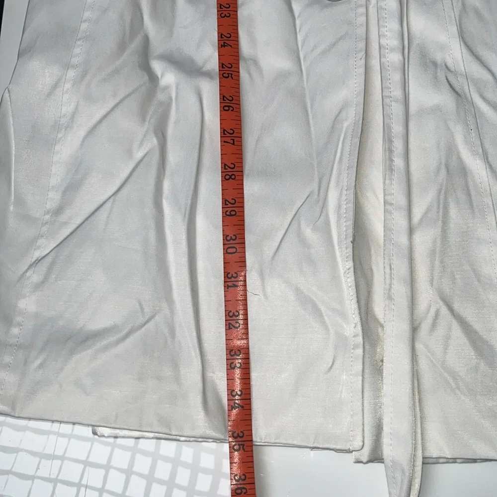 Guess White Medium Cut Trench Coat Collared 3/4 Length Sleeve & Belted Jacket L - Picture 10 of 11